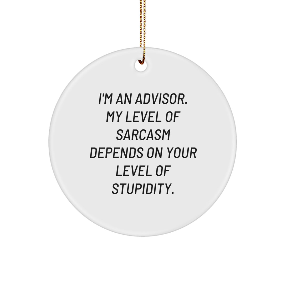 Funny Advisor Gifts, 'I'm An Advisor. My Level Of Sarcasm Depends On Your Level Of Stupidity.' Circle Ornament, Perfect for Christmas - Image 1