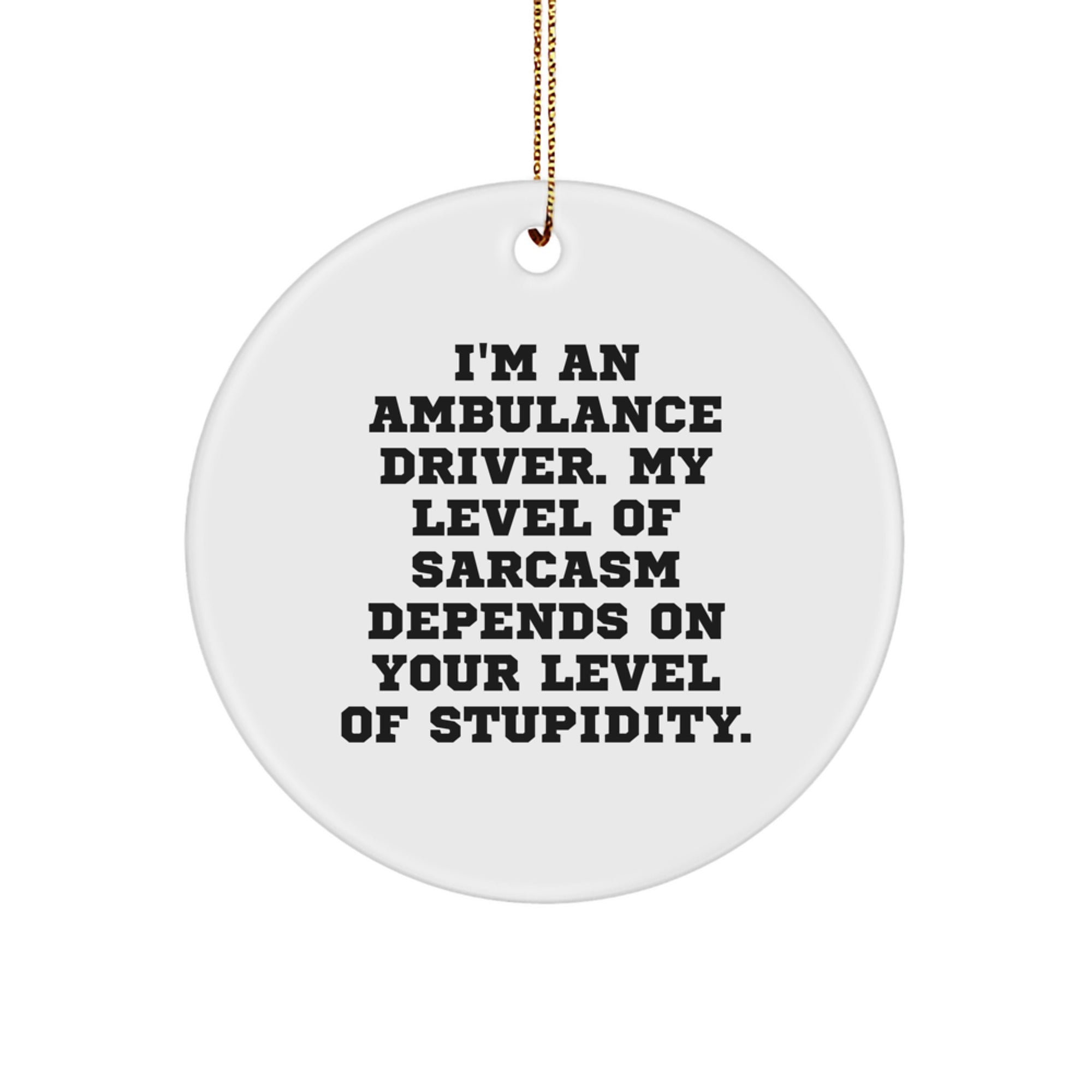 Ambulance Driver Gifts from Friends for Ambulance Driver - Funny Circle Ornament for Christmas - Image 1