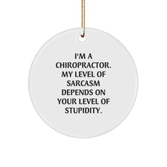 Chiropractor Gifts from Friends, Christmas Unique Circle Ornament with Sarcasm Quote, Gifts for Chiropractors - Image 1