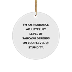 Insurance Adjuster Gifts, Funny Quote Circle Ornament, Gifts from Men to Insurance Adjuster Friends at Christmas, Perfect Unique Gift for Insurance Adjuster Women, Coworkers, Family, and Friends - Image 1