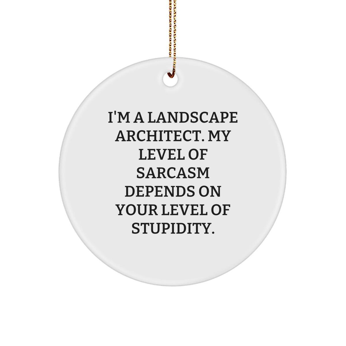 Funny Landscape Architect Gifts, I'm A Landscape Architect. My Level Of Sarcasm Depends On Your Level Of Stupidity., Christmas Circle Ornament, Gifts from Friends, Gifts for Landscape Architects - Image 1