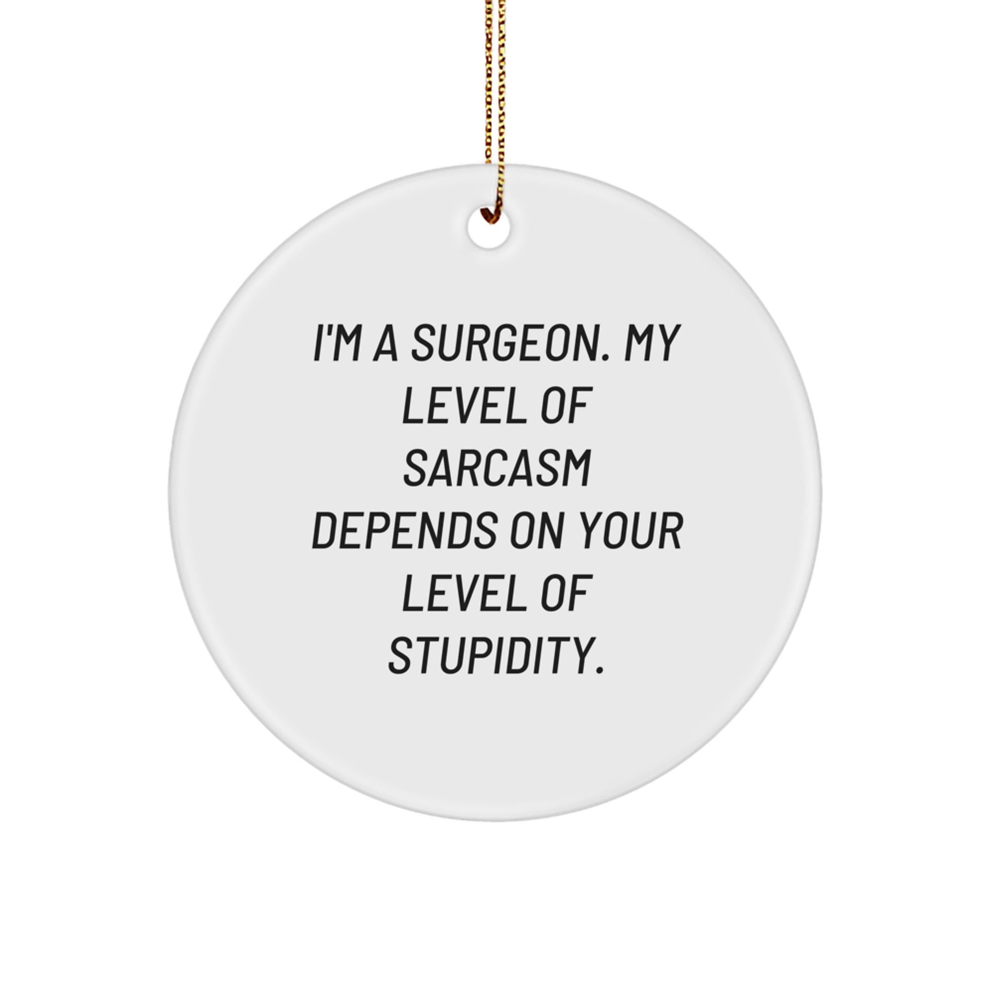 Funny Surgeon Gifts Christmas Circle Ornament for Surgeon Friends and Family - I'm A Surgeon My Level Of Sarcasm Depends On Your Level Of Stupidity - Image 1