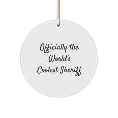 Sheriff Gifts from Friends - 'Officially The World's Coolest Sheriff' Circle Ornament, Christmas Unique Sheriff Sheriff Gifts for Sheriff - Image 1