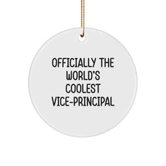 Funny Vice-principal Gifts from Men to Vice-principal - Circle Ornament with 'Officially The World's Coolest Vice-principal' Quote - Unique Christmas Unique Gifts for Vice-principal - Image 1