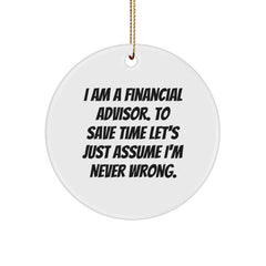 Funny Financial Advisor Gifts from Friends and Family, Unique Circle Ornament for Financial Advisors, Christmas Unique Gifts - Image 1