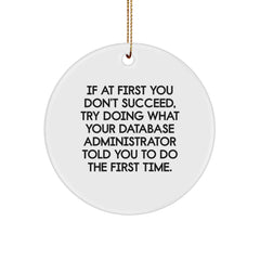 Funny Quote Gifts for Database Administrator, Circle Ornament with Gold Cord, Unique Christmas Unique Gifts from Friends for Family - Image 1