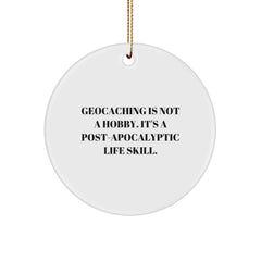 Geocaching Gifts for Men from Friends - Funny Circle Ornament for Christmas - Image 1