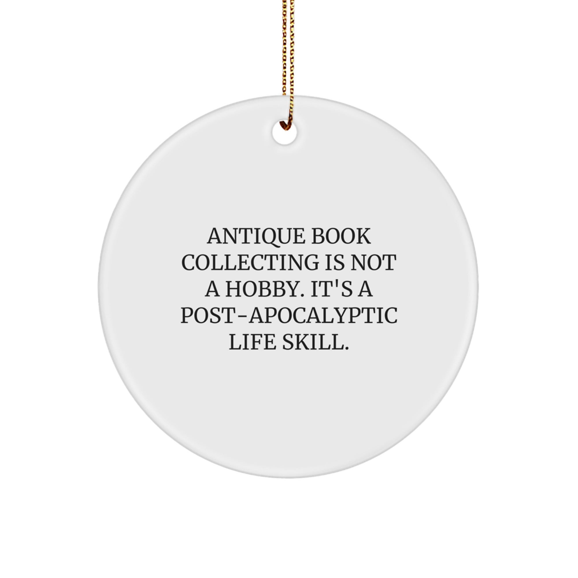 Antique Book Collecting Gifts for Men - 'Funny' Circle Ornament for Christmas - Gifts from Family and Friends - Image 1
