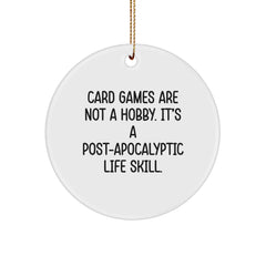 Funny Card Games Enthusiast Gifts from Friends, Coworkers, Family - Christmas Unique Circle Ornament for Card Games Lovers - Image 1