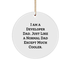 Developer Dad Gifts, I Am A Developer Dad, Funny Circle Ornament, Christmas Unique Gifts from Mom to Developer - Image 1
