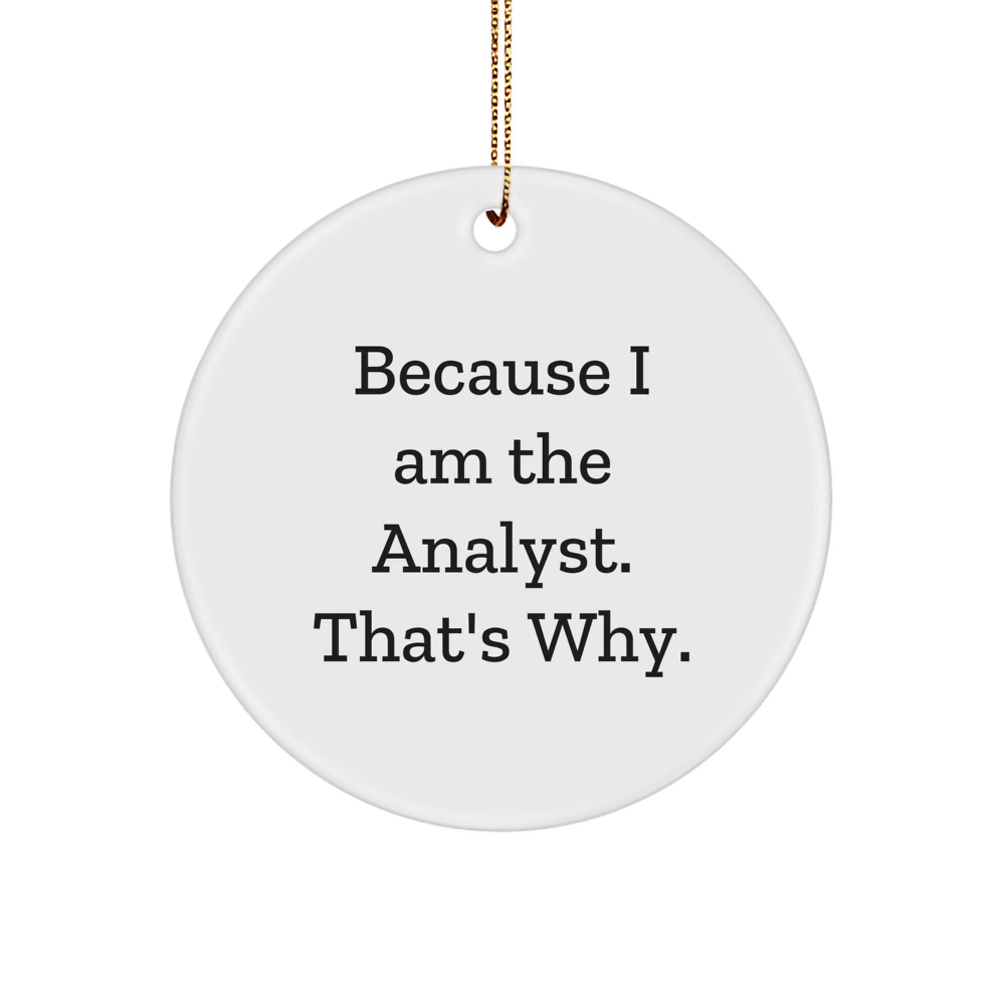 Funny Analyst Gifts from Friends, 'Because I Am The Analyst. That's Why.' Circle Ornament for Christmas, Gifts for Analyst - Image 1