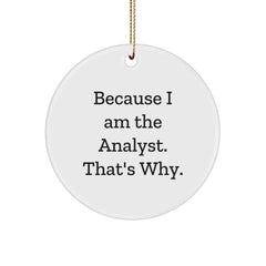 Funny Analyst Gifts from Friends, 'Because I Am The Analyst. That's Why.' Circle Ornament for Christmas, Gifts for Analyst - Image 1