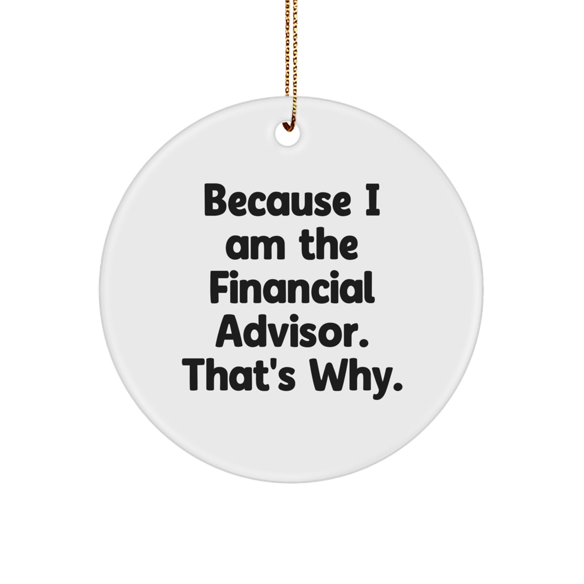 Funny Financial Advisor Gifts from Friends - Because I Am The Financial Advisor. That's Why. Christmas Ornament for Men Women Coworkers Family - Image 1