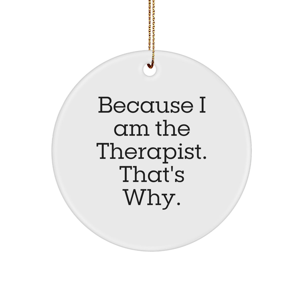 Therapist Gifts from Friends Funny Circle Ornament Because I Am The Therapist. That's Why. Gifts for Therapist Christmas Unique Ideas - Image 1