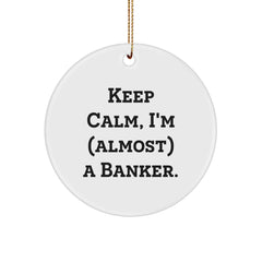 Funny Banker Gifts, Keep Calm Circle Ornament, Christmas Unique Gifts from Family to Friends - Image 1