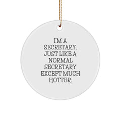 Funny Secretary Gifts from Men for Women Secretary Circle Ornament Christmas Unique Decorations for Office, I'm A Secretary Except Much Hotter. - Image 1