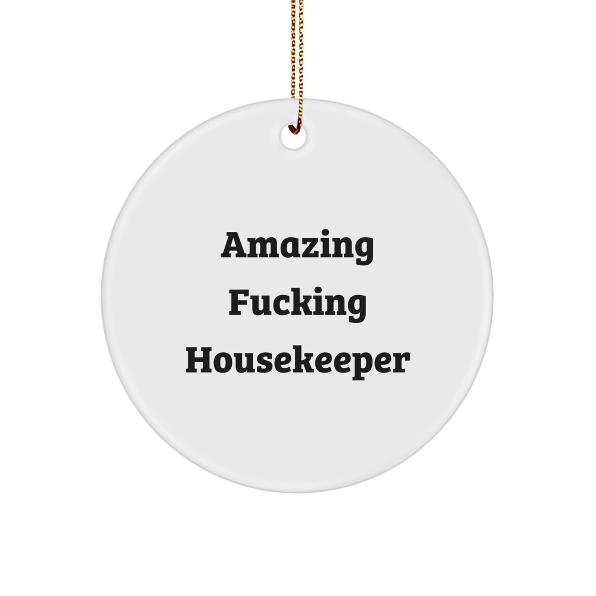 Funny Housekeeper Gifts from Friends for Amazing Housekeepers, Circle Ornament, Christmas Unique Gifts - Image 1