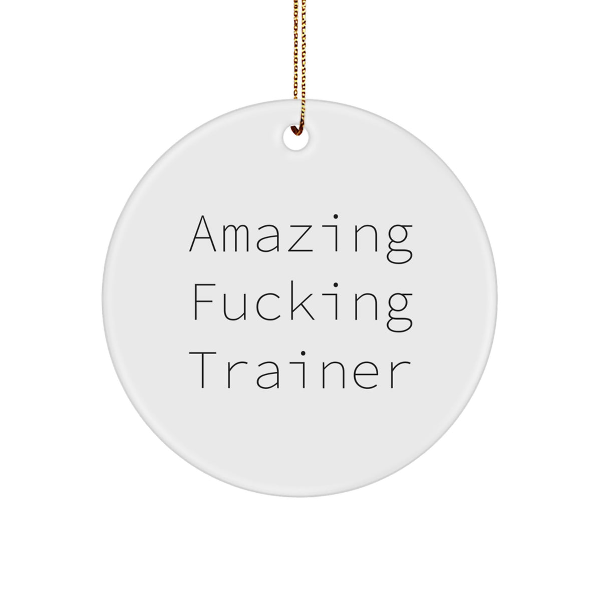 Funny Trainer Gifts from Friends - 'Amazing F--king Trainer' Quote Circle Ornament for Christmas - Image 1