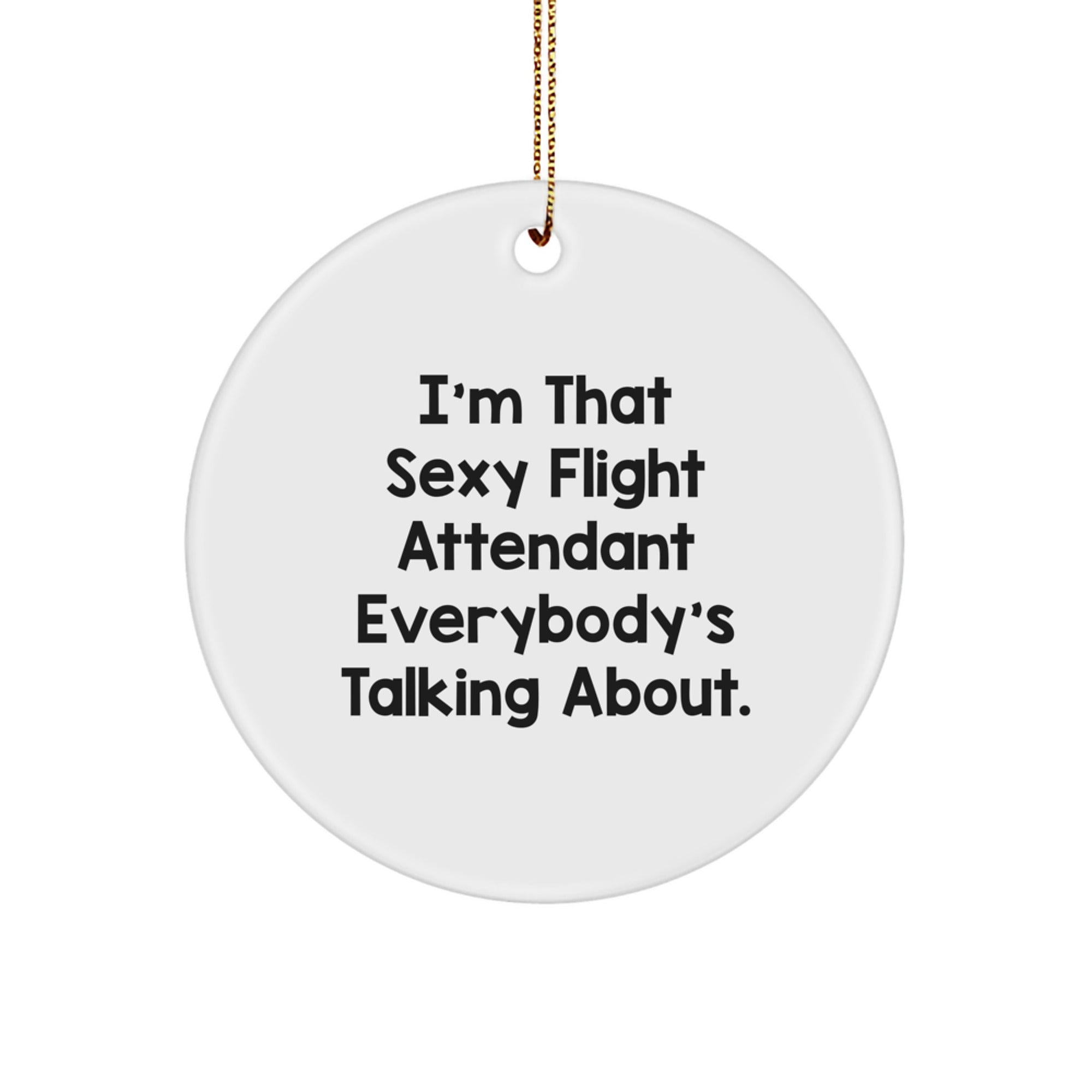 Funny Flight Attendant Gifts, I'm That Sexy Flight Attendant Everybody's Talking About., Circle Ornament Christmas Unique Treasures from Friends to Coworkers - Image 1