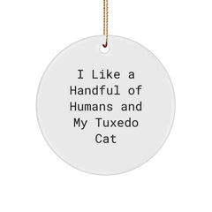 Gifts from Friends for Tuxedo Cat Lovers - I Love My Tuxedo Cat Christmas Ornament, Funny Tuxedo Cat Circle Ornament - Image 1