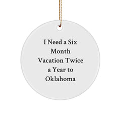 Funny Oklahoma Circle Ornament Gifts from Friends and Family for Oklahoma Men, Women, or Coworkers Christmas Unique Gifts - Image 1
