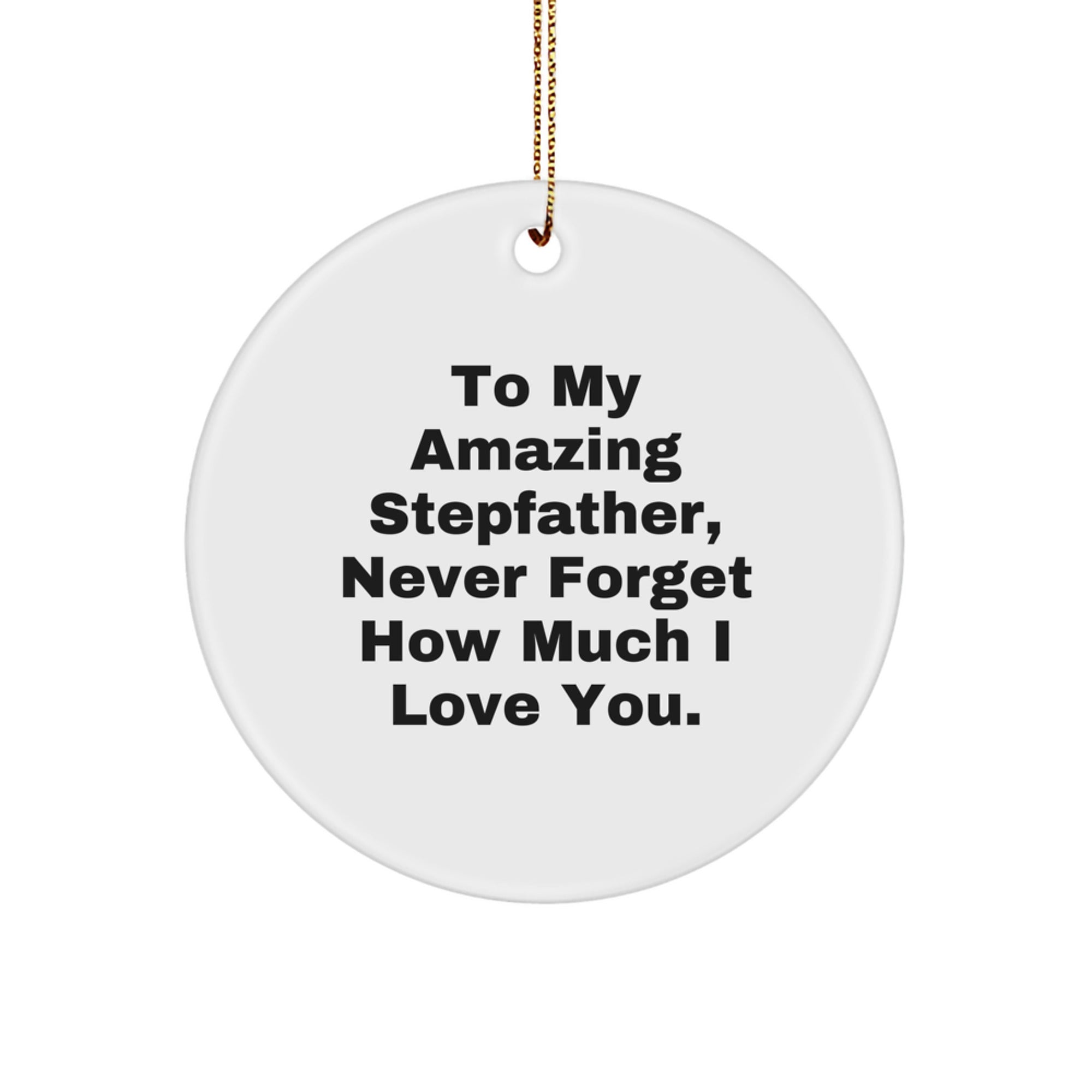 Unique Gifts from Men to My Amazing Stepfather Never Forget How Much I Love You Christmas Circle Ornament, Funny Stepfather Gifts for Men - Image 1