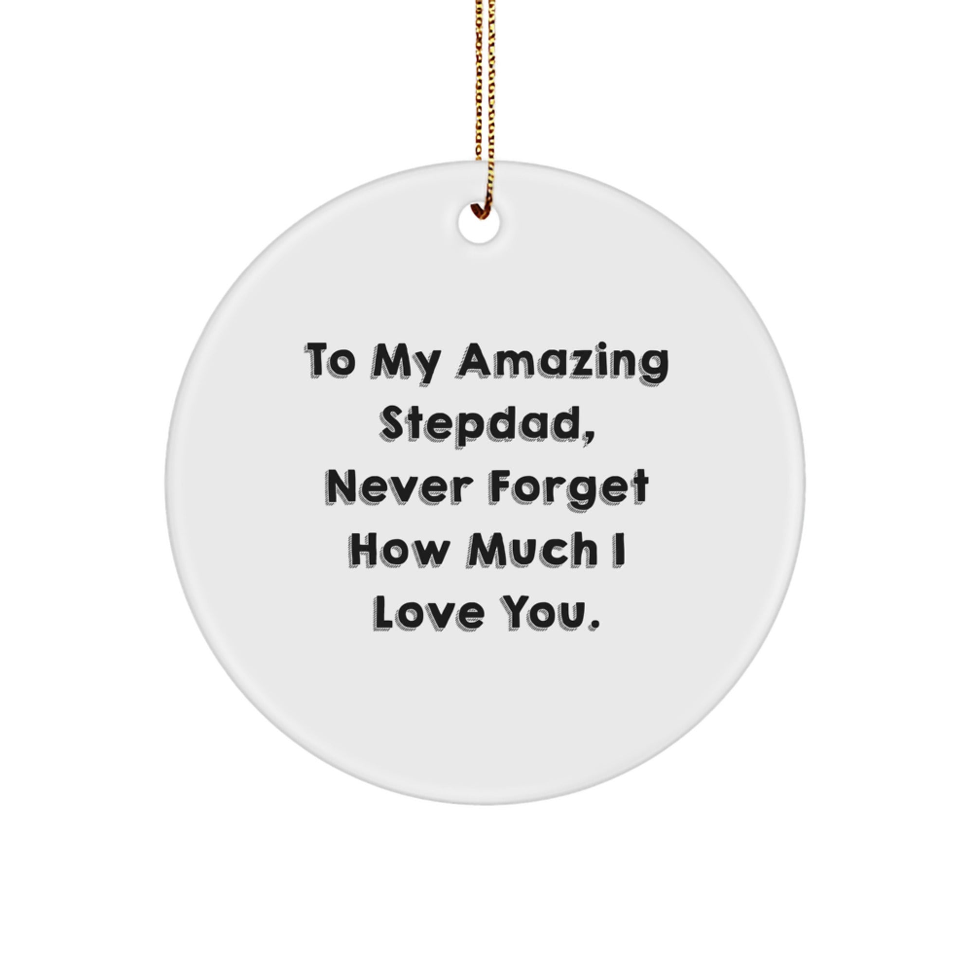 Stepdad Gifts from Family, To My Amazing Stepdad Never Forget How Much I Love You. Circle Ornament for Christmas Unique Gifts - Image 1