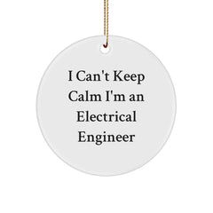 Funny Electrical Engineer Gifts from Friends, I Can't Keep Calm I'm An Electrical Engineer Circle Ornament for Men, Women, Coworkers, Family - Image 1