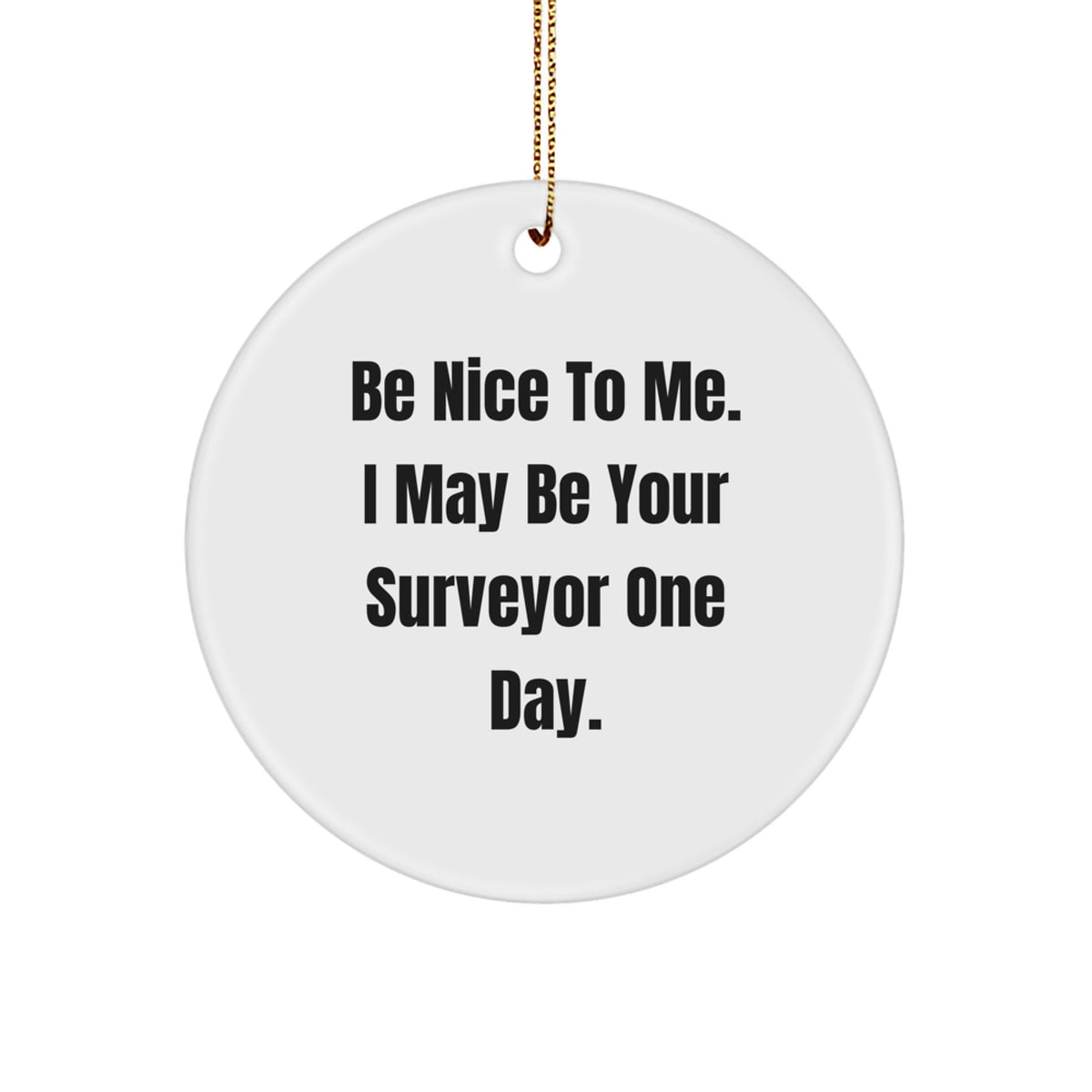Funny Surveyor Gifts from Friends, Be Nice To Me One Day Circle Ornament, Christmas Unique Gifts for Surveyor Men - Image 1