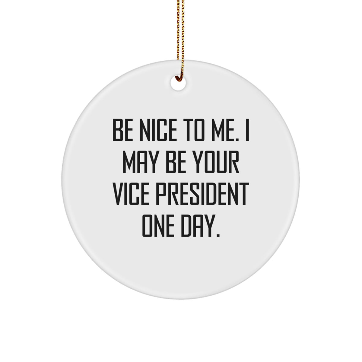 Funny Vice President Gifts for Men - Circle Ornament with 'Be Nice To Me. I May Be Your Vice President One Day.' Quote, Unique Christmas Unique Gifts from Men to Vice President - Image 1