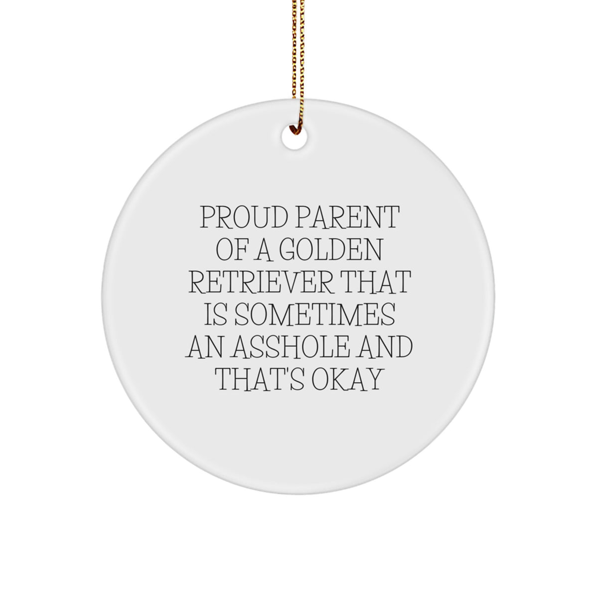 Funny Golden Retriever Dog Lover Christmas Unique Gifts from Men to Friends - Golden Retriever Dog Circle Ornament with Sublimation Printing, White Color, 2.75\ - Image 1