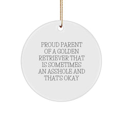 Funny Golden Retriever Dog Lover Christmas Unique Gifts from Men to Friends - Golden Retriever Dog Circle Ornament with Sublimation Printing, White Color, 2.75\ - Image 1