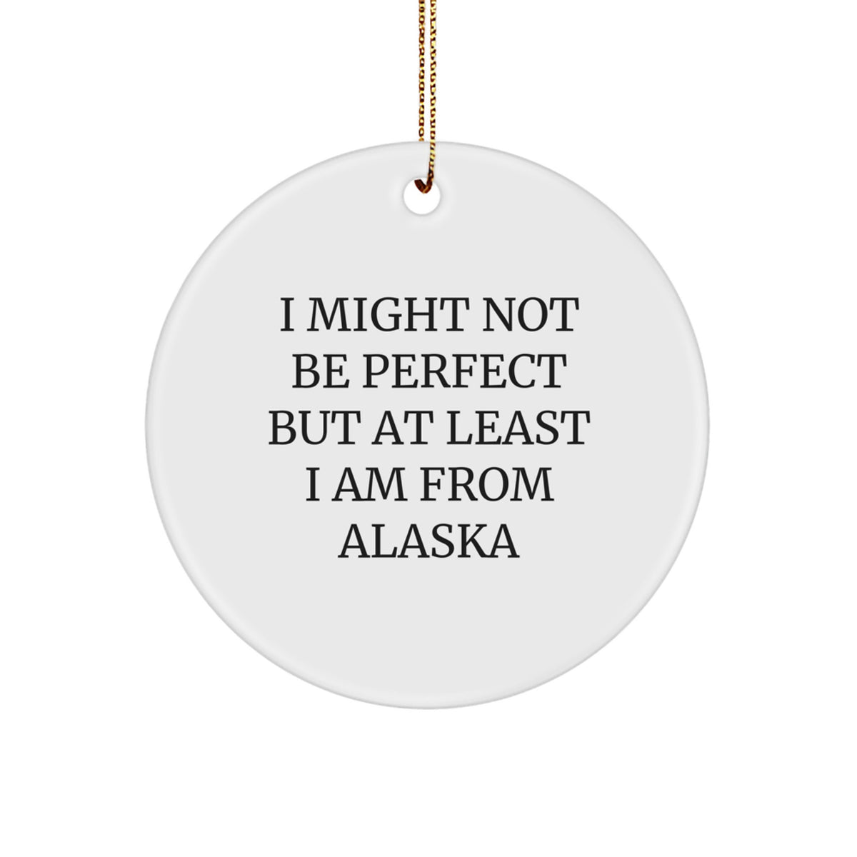 Alaska Circle Ornament I Might Not Be Perfect Funny Gifts for Alaska Lovers by Friends and Family, Unique Christmas Ornaments for Home Decor, 2.75'' Tall - Image 1