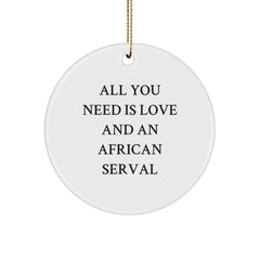 Funny African Serval Cat Circle Ornaments for Christmas, Gifts from Men to Women Friends Family with Inspirational Quote, Circle Ornament for Men Women Friends Family, African Serval Cat Gifts - Image 1