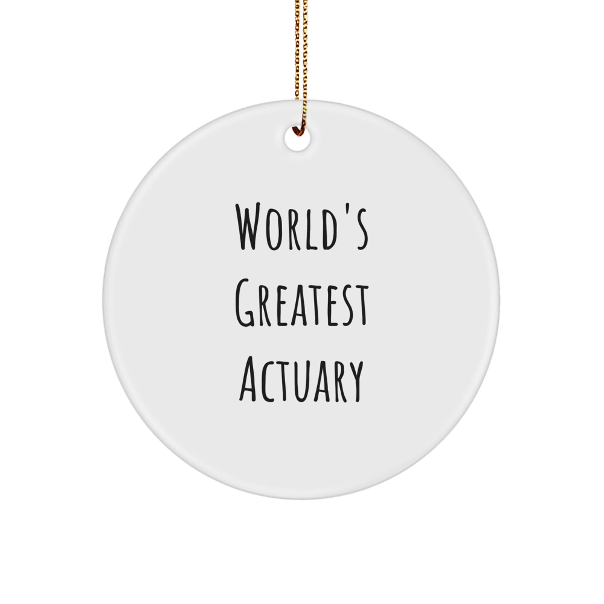 Funny Actuary Gifts from Friends and Family for World's Greatest Actuary Circle Ornament, Christmas Unique - Image 1