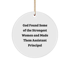 Funny Assistant Principal Gifts from Friends for Men Women Family - God Made Them Strong - White Circle Ornament, Christmas Unique Decor - Image 1