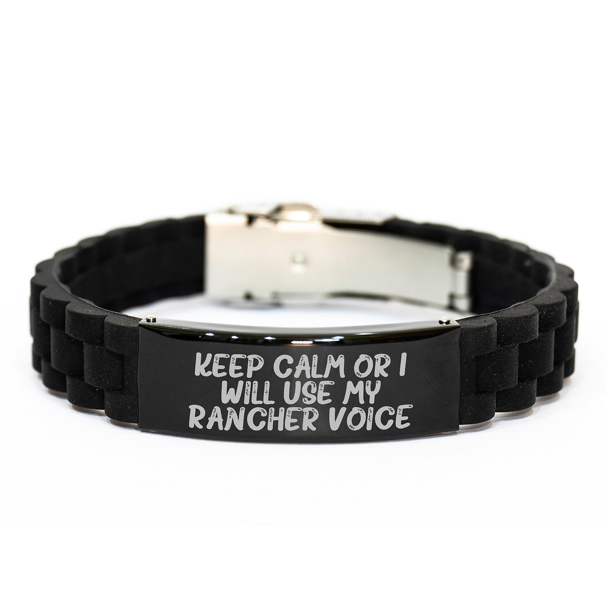 Funny Rancher Gifts - Glide lock Clasp Bracelet - Birthday Unique Gifts from Friends to Ranchers - Keep Calm Or I Will Use My Rancher Voice - Image 1