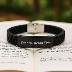 Musician Gifts from Family, Best Musician Ever Inspirational Quote Glide lock Clasp Bracelet for Men, Unique Graduation Gifts for Him, Funny Musician Sayings Inside - Image 2