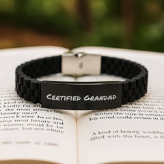 Funny Grandad Gifts from Grandad - Glide lock Clasp Black Stainless Steel Silicone Adjustable Graduation Unique Gifts - Image 2