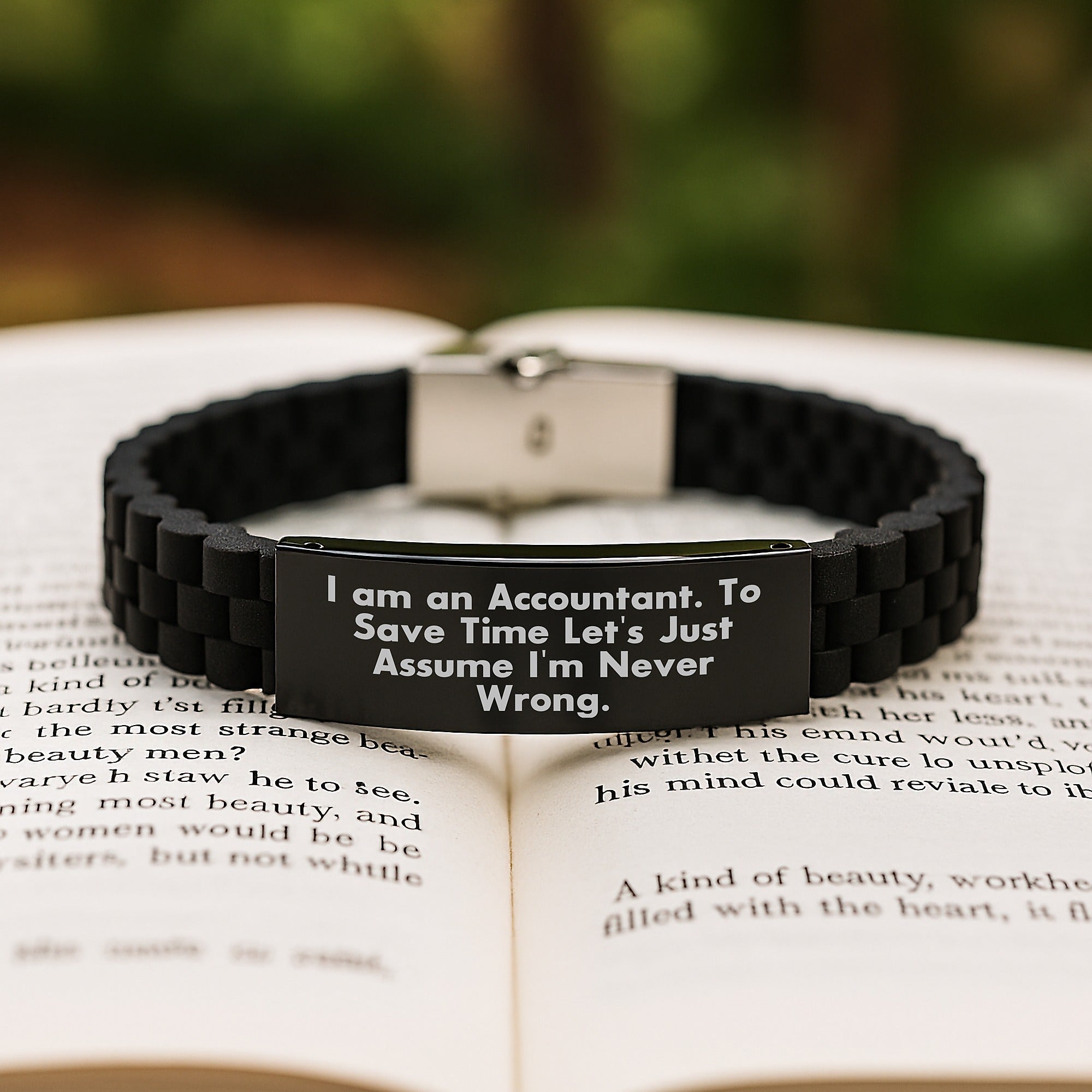 Funny Accountant Gifts for Graduation - I Am An Accountant. To Save Time Let's Just Assume I'm Never Wrong. Glide lock Clasp Bracelet from Friends - Image 2