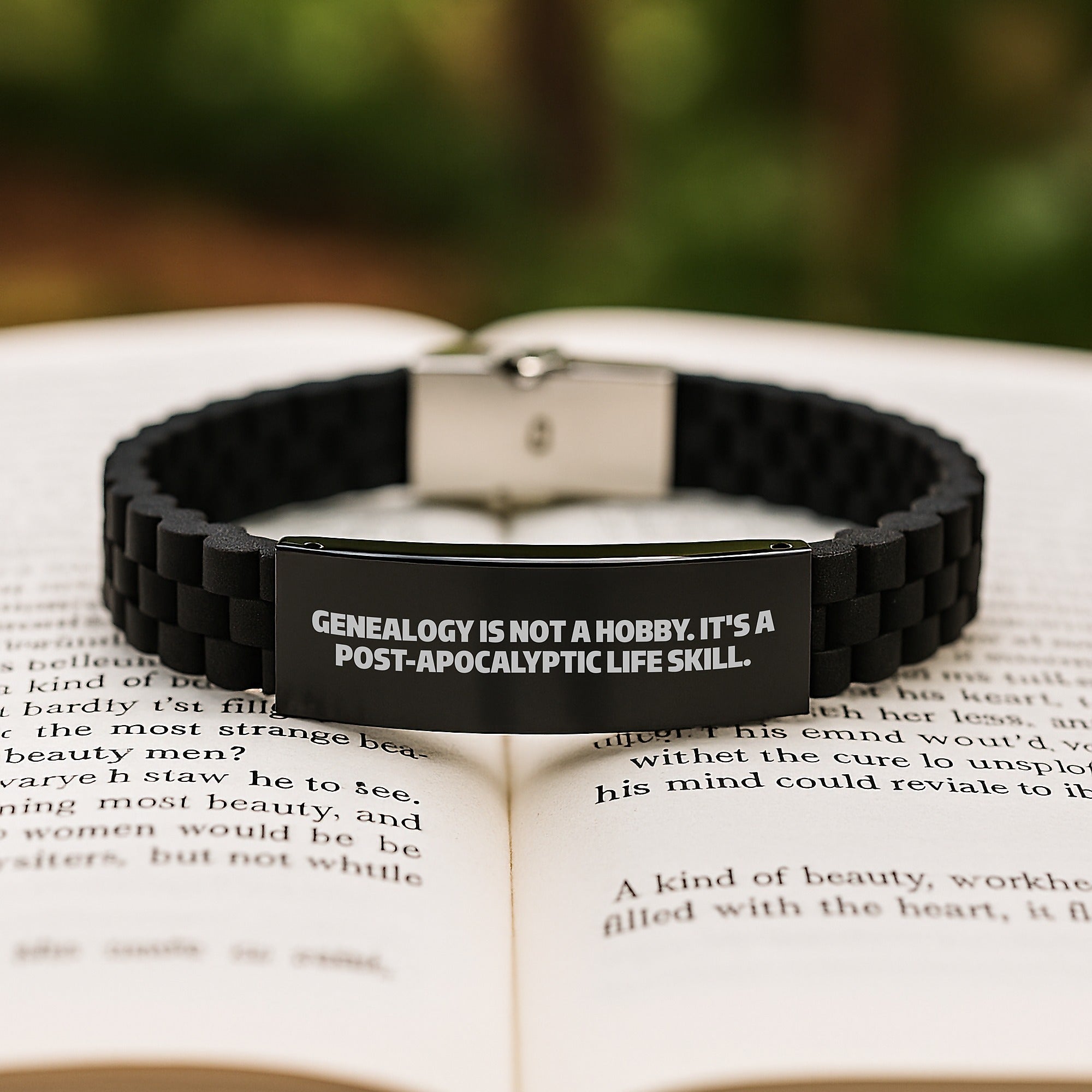 Genealogy Gifts for Men and Women - Funny 'Genealogy Is Not A Hobby' Glide lock Clasp Black Stainless Steel Bracelet Christmas Unique Gifts from Family - Image 2