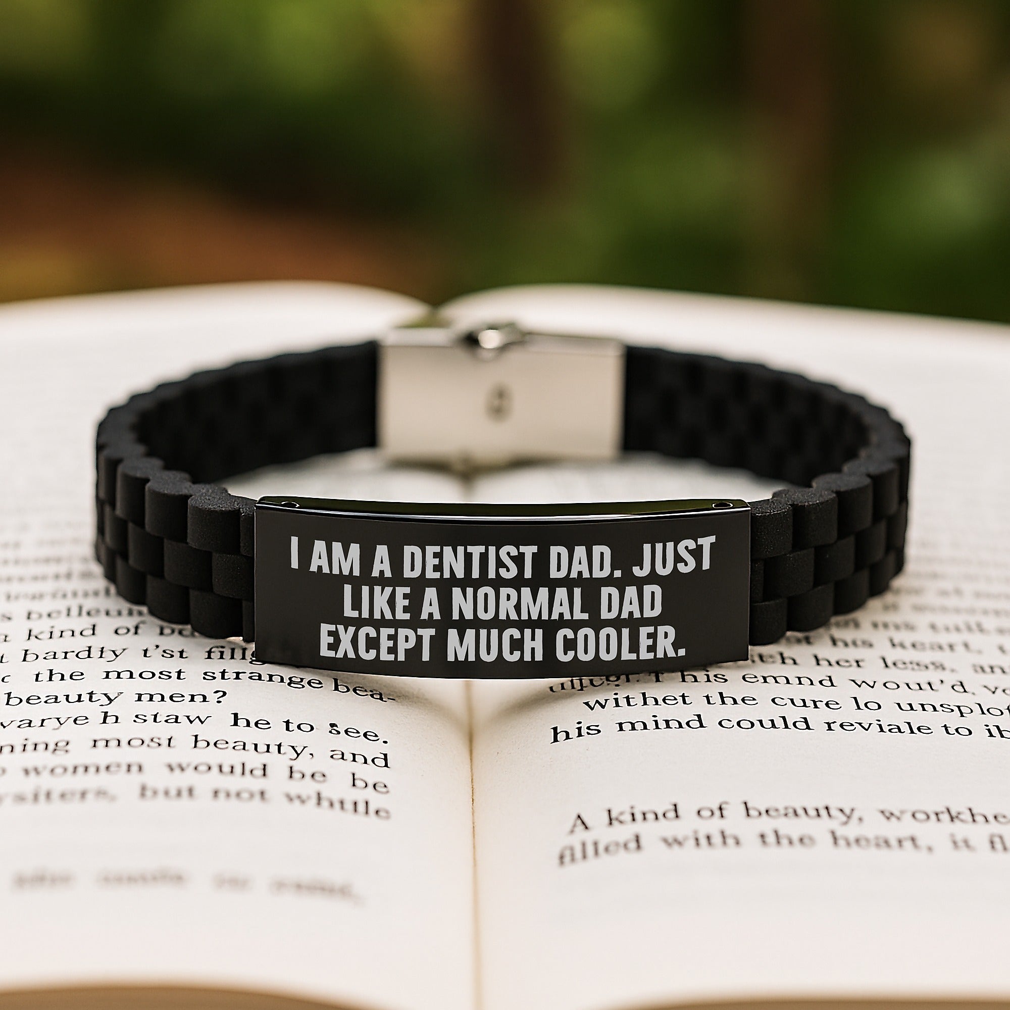 Funny Dentist Gifts, 'I Am A Dentist Dad' Glide lock Clasp Bracelet for Men, Unique Graduation Gifts from Dad to Dentist - Image 2