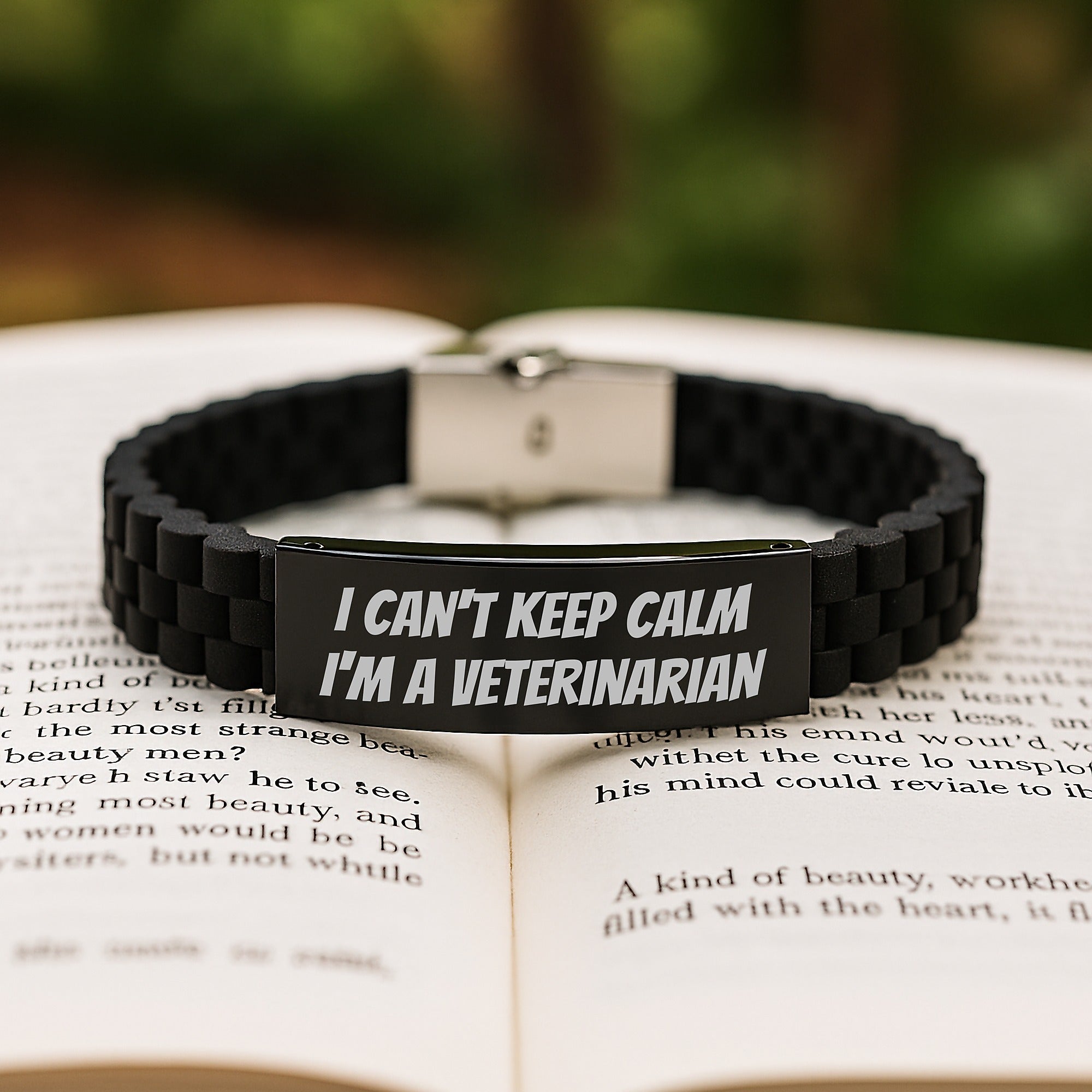 Veterinarian Funny Gifts from Friends for Men I Can't Keep Calm I'm A Veterinarian Glide lock Clasp Bracelet, Graduation Unique Gifts, Adjustable Black Stainless Steel Silicone - Image 2