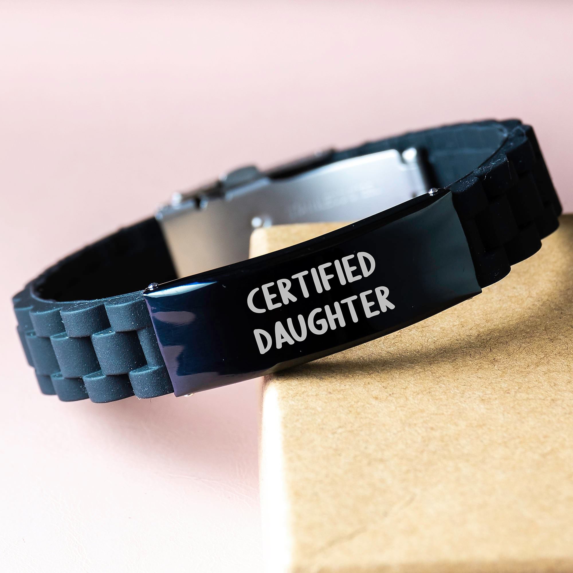 Funny Daughter Gifts from Men, Women, Friends, Coworkers, Family - 'Certified Daughter' Glide lock Clasp Birthday Unique Jewelry for Her - Image 3