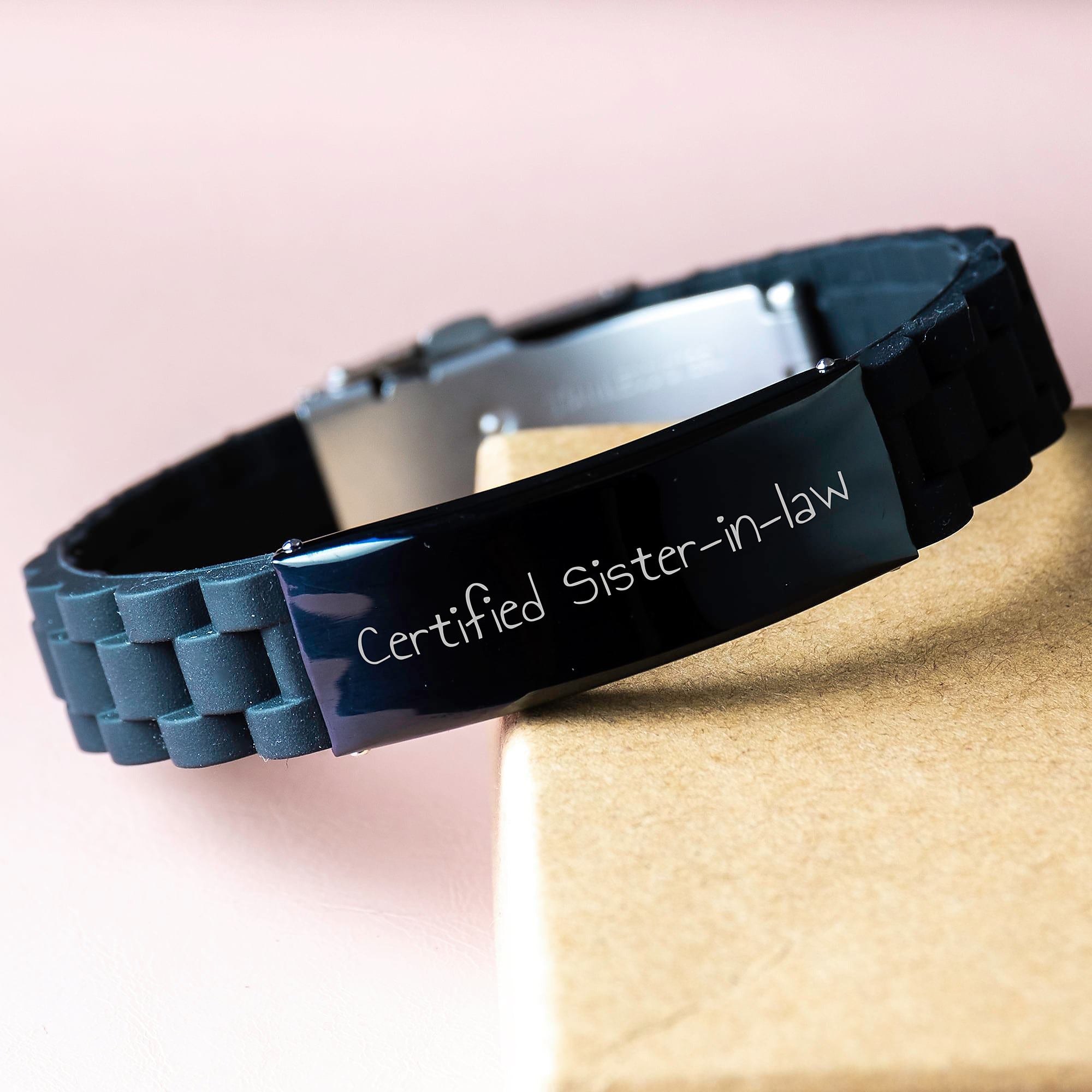 Funny Sister-in-law Gifts - 'Certified Sister-in-law' Glide lock Clasp Bracelet for Birthday from Men, Women, Family, Friends, and Coworkers - Image 3