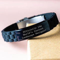 Gifts from Friends - Funny Quote - Officially World's Coolest Landscape Designer - Glide lock Clasp Bracelet - Christmas Unique Gifts for Landscape Designer Men - Image 3