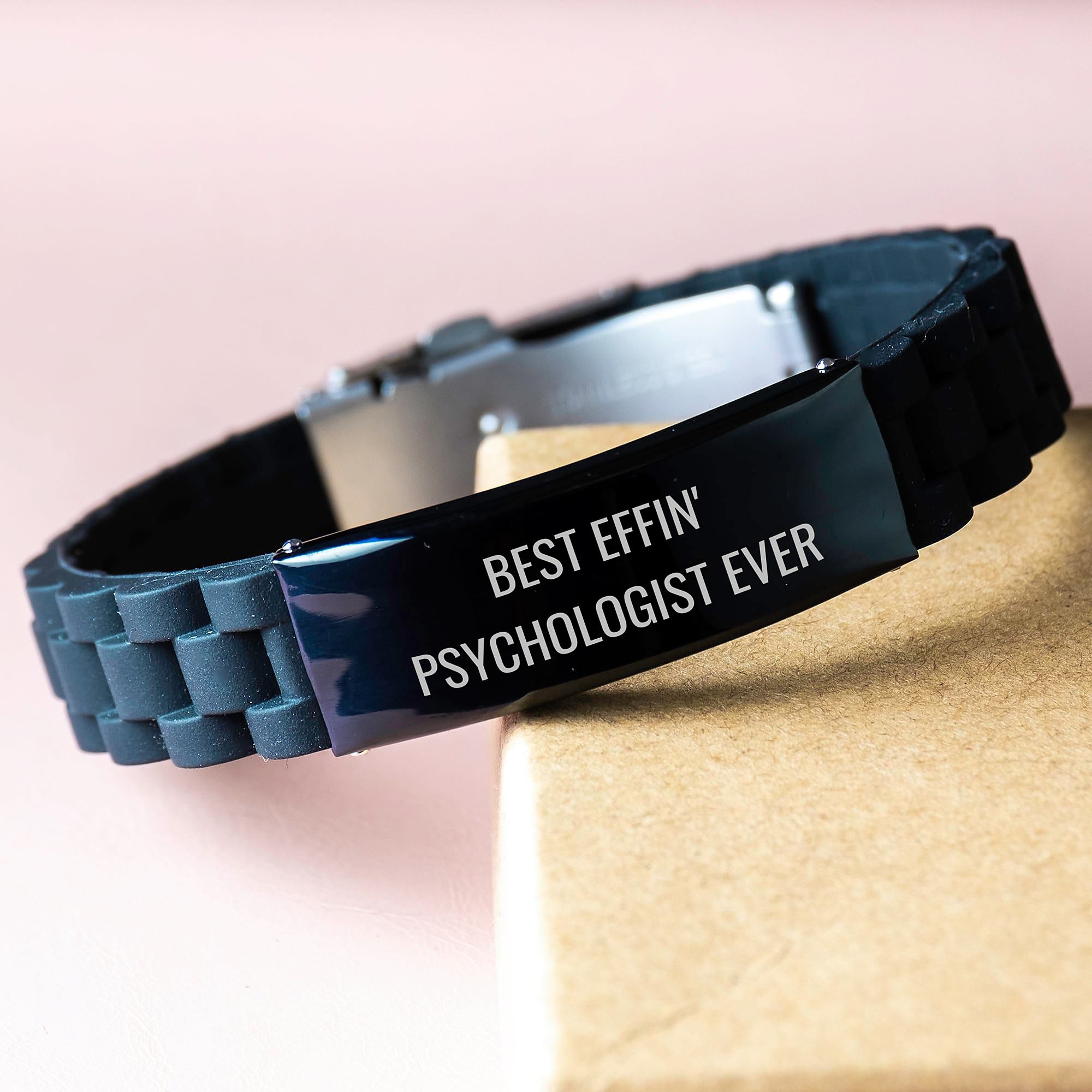 Funny Psychologist Gifts - Best Effin' Psychologist Ever Glide lock Clasp Bracelet for Graduation, Gifts from Men to Psychologists - Image 3