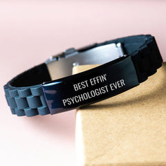 Funny Psychologist Gifts - Best Effin' Psychologist Ever Glide lock Clasp Bracelet for Graduation, Gifts from Men to Psychologists - Image 3