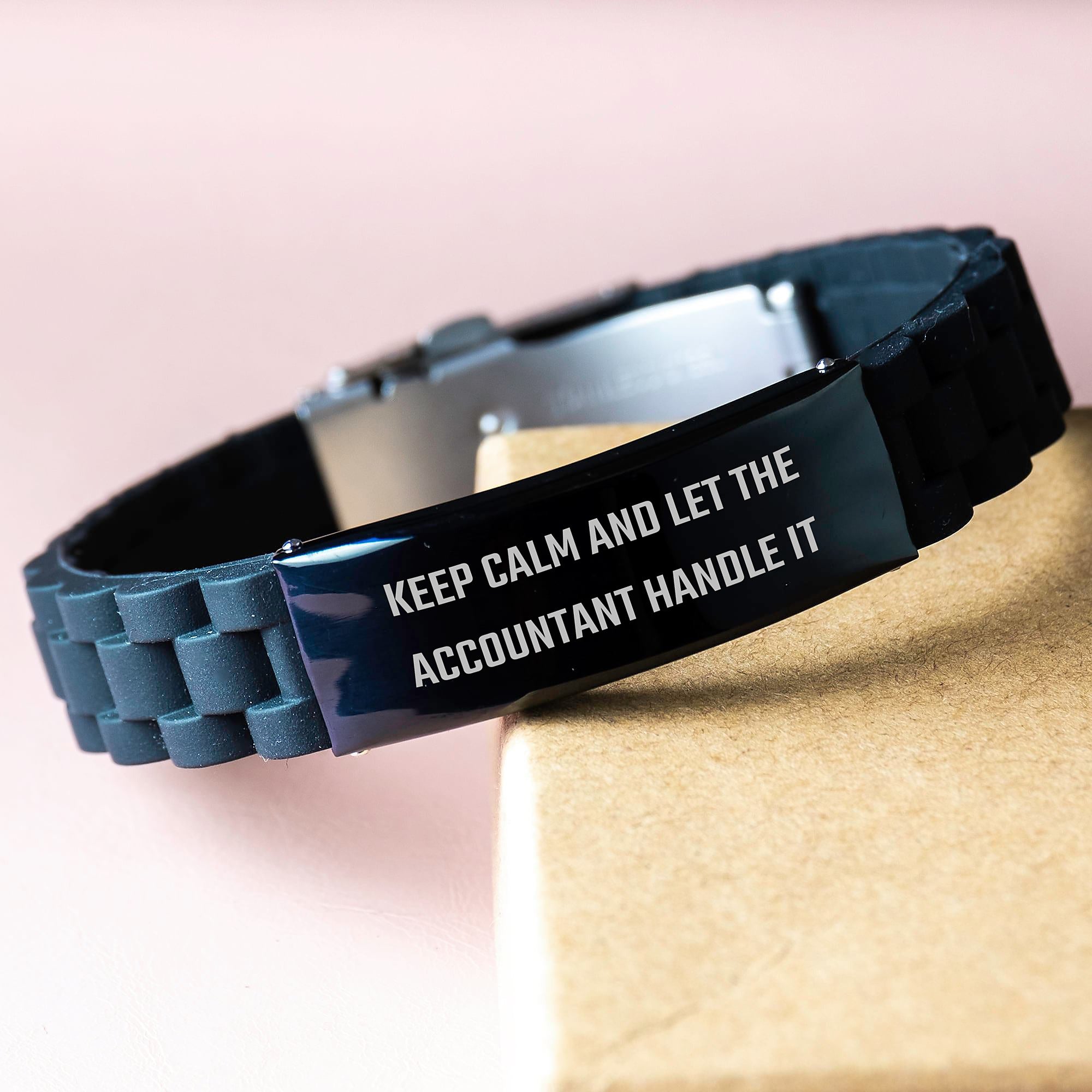 Funny Accountant Gifts from Friends - Keep Calm And Let The Accountant Handle It Glide lock Clasp Bracelet for Graduation - Image 3