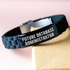 Funny Future Database Administrator Christmas Unique Gifts from Friends for Men Database Administrator Glide lock Clasp Bracelet - Image 3